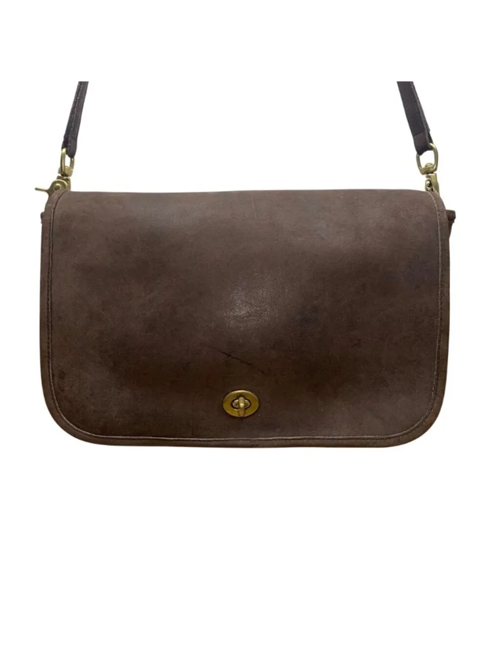 Vintage Coach Women’s Brown Leather With Twist Lock Closure Shoulder Bag